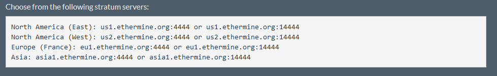 ethermine server setting