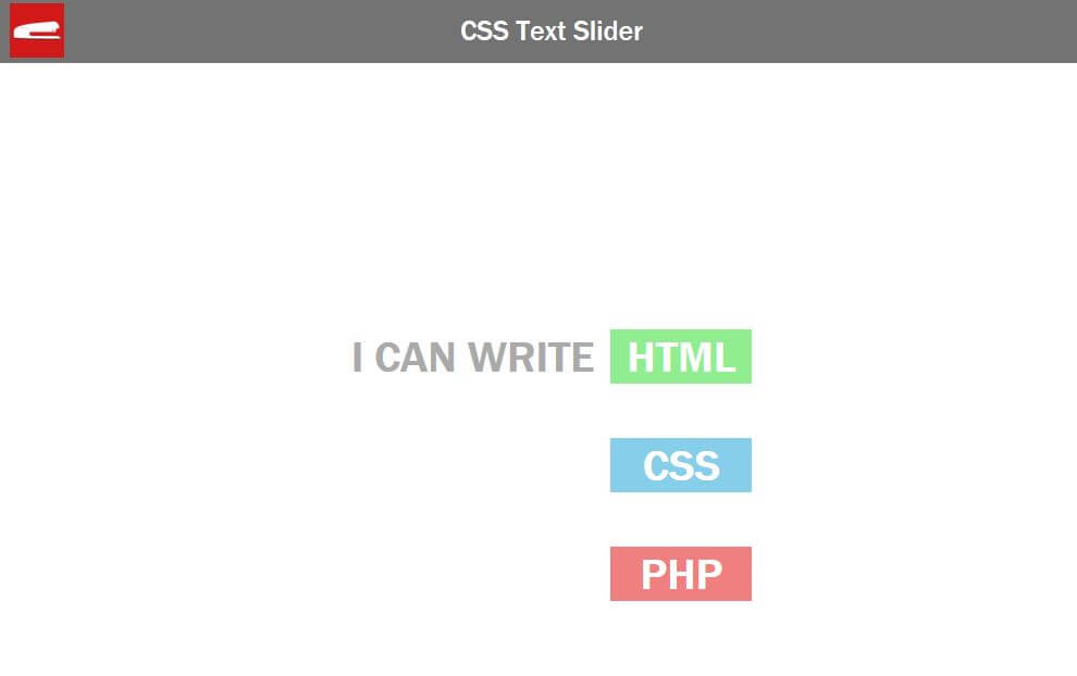 Minimalist CSS Text Sliding Animation - Red Stapler