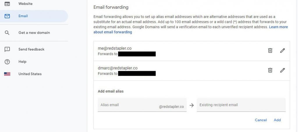 google domain email forwarding