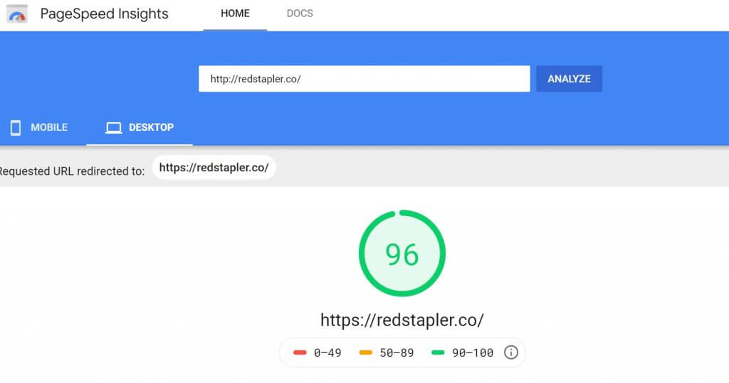 pagespeed insight score