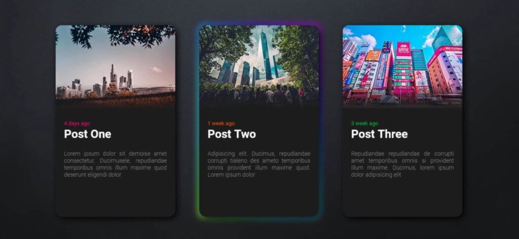 css card design with rgb effect