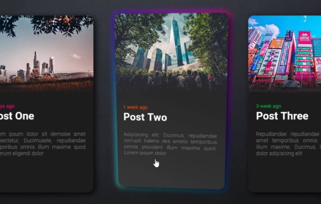 css 3d card design with rgb hover